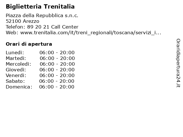 Orari di apertura Biglietteria Trenitalia Piazza della